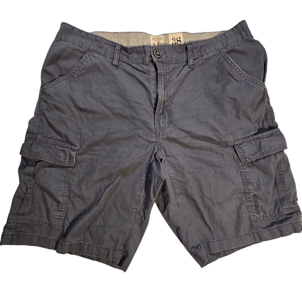 RedHead Brand Co Mens Gray Ripstop Cargo Shorts Size 38 Elastic Waist‎ Outdoor